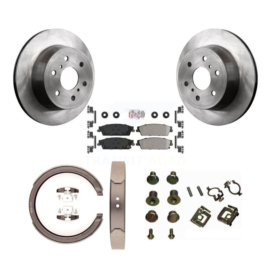 Rear Disc Rotors Semi-Metallic Pads Parking Shoes & Hardware Kit For Chevrolet Silverado K8A-108981