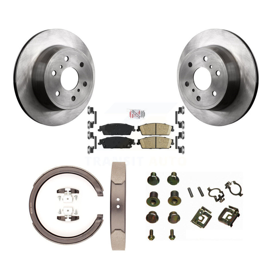 Rear Disc Rotors Ceramic Pads Parking Shoes Hardware Kit For Chevrolet Silverado 1500 GMC K8A-108982