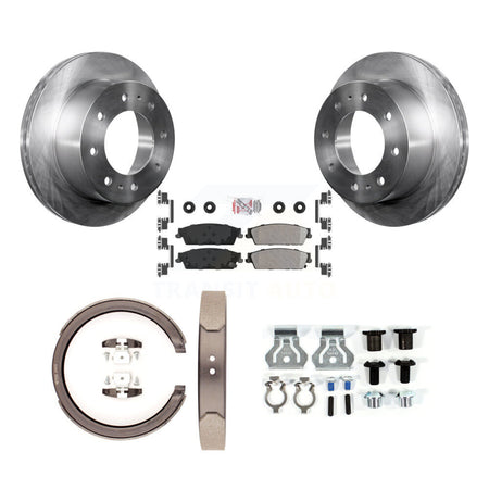 Rear Disc Rotors Semi-Metallic Pads Parking Brake Shoes And Hardware Kit For K8A-108983