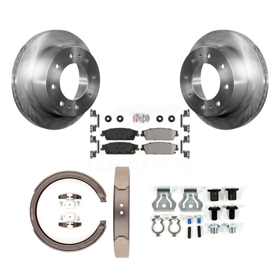 Rear Disc Rotors Semi-Metallic Pads Parking Brake Shoes And Hardware Kit For K8A-108983