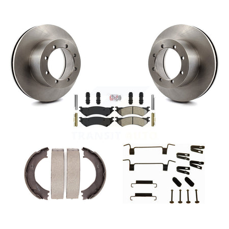 Rear Disc Rotors Semi-Metallic Pads Parking Shoes Hardware Kit For Ford E-350 Super Duty K8A-108989