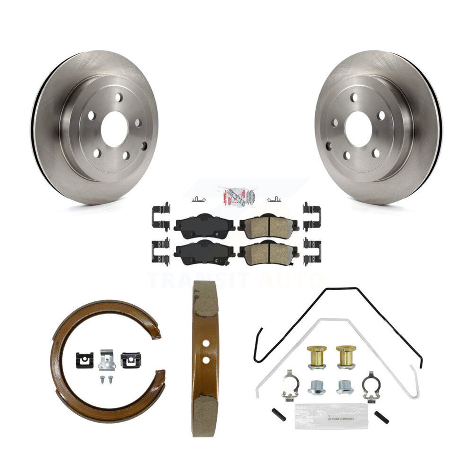 Rear Disc Rotors Semi-Metallic Pads Parking Shoes Hardware Kit For 08-09 Pontiac G8 Base K8A-109000