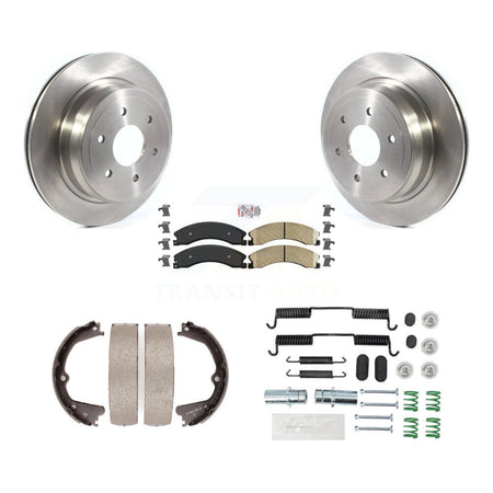 Rear Disc Rotors Ceramic Pads Parking Shoes & Hardware Kit For 2016-2019 Nissan TITAN XD K8A-109003