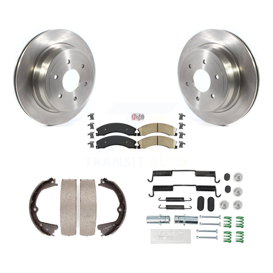 Rear Disc Rotors Ceramic Pads Parking Shoes & Hardware Kit For 2016-2019 Nissan TITAN XD K8A-109003