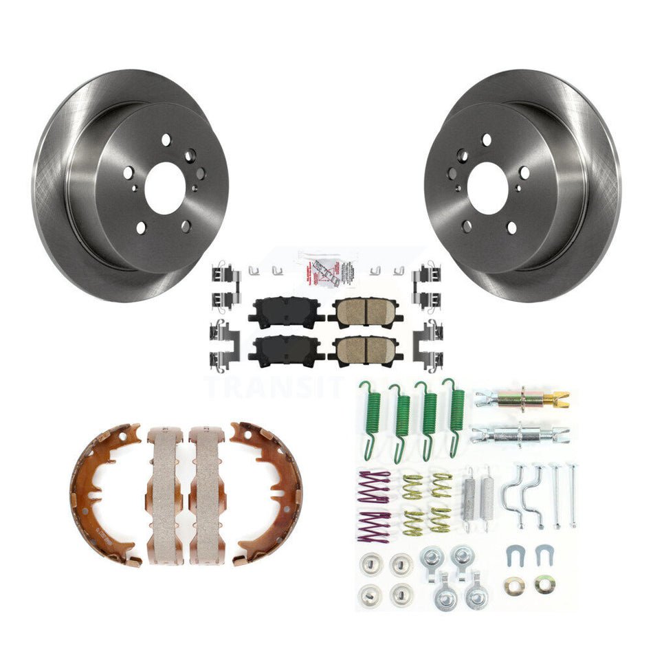 Rear Disc Rotors Ceramic Pads Parking Shoes And Hardware Kit For Lexus RX350 Toyota RX330 K8A-109005