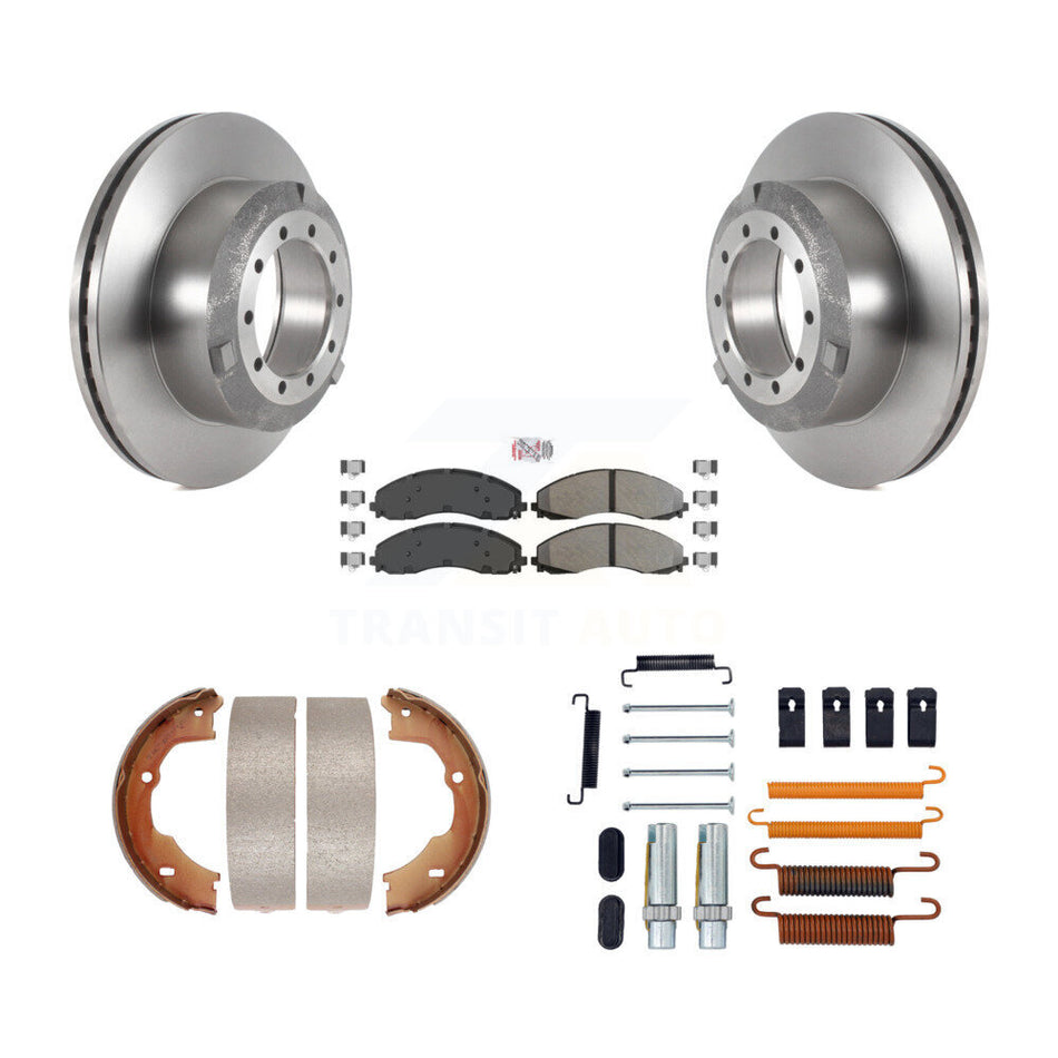 Rear Disc Rotors Semi-Metallic Pads Parking Shoes Hardware Kit For Ford F-450 Super Duty K8A-109007