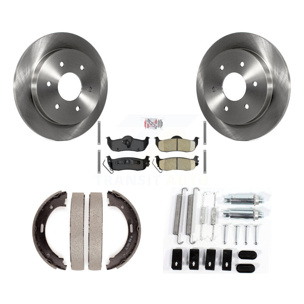 Rear Disc Rotors Ceramic Pads Parking Shoes Hardware Kit For Nissan TITAN Armada INFINITI K8A-109009