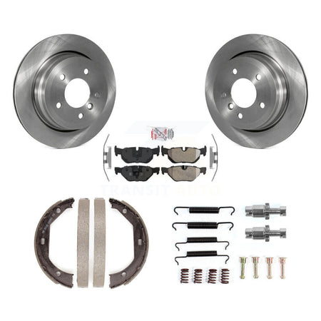 Rear Disc Rotors Semi-Metallic Pads Parking Shoes And Hardware Kit For BMW 328i xDrive X1 K8A-109011