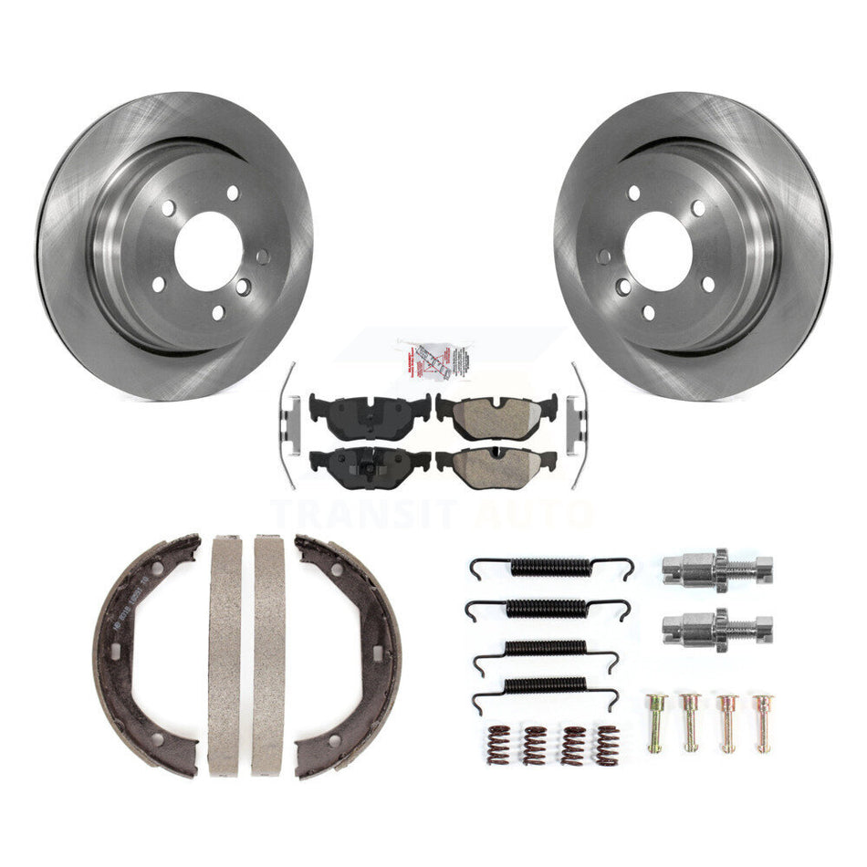 Rear Disc Rotors Semi-Metallic Pads Parking Shoes And Hardware Kit For BMW 328i xDrive X1 K8A-109011
