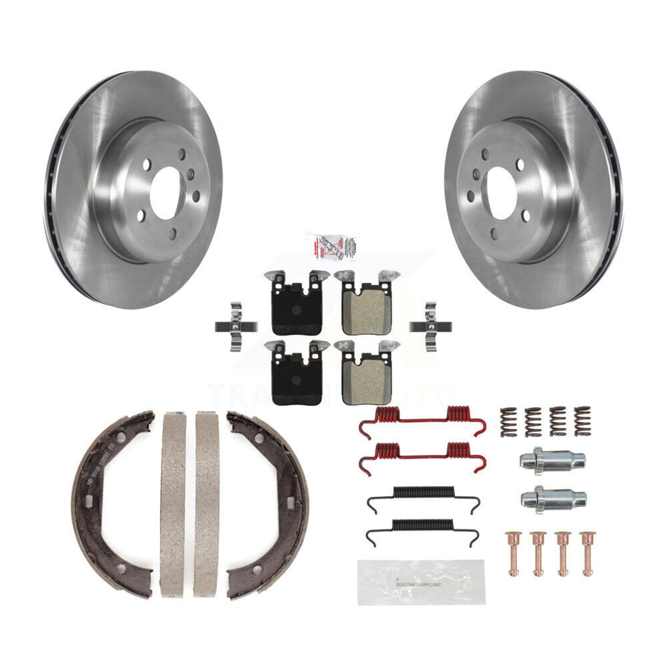 Rear Disc Rotors Semi-Metallic Pads Parking Shoes & Hardware Kit For BMW 428i xDrive Gran K8A-109013