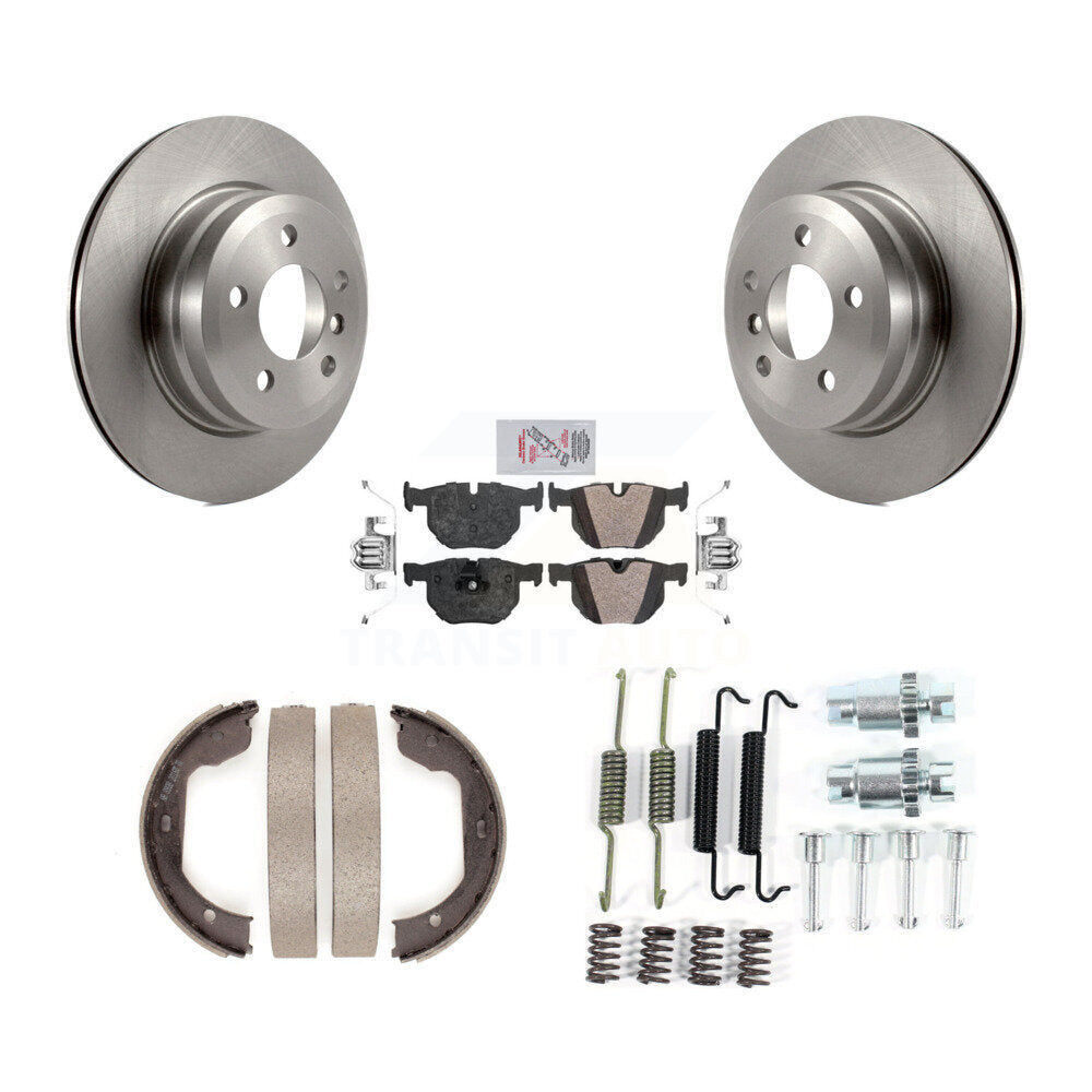 Rear Disc Rotors Semi-Metallic Pads Parking Brake Shoes And Hardware Kit For BMW X5 X6 K8A-109015