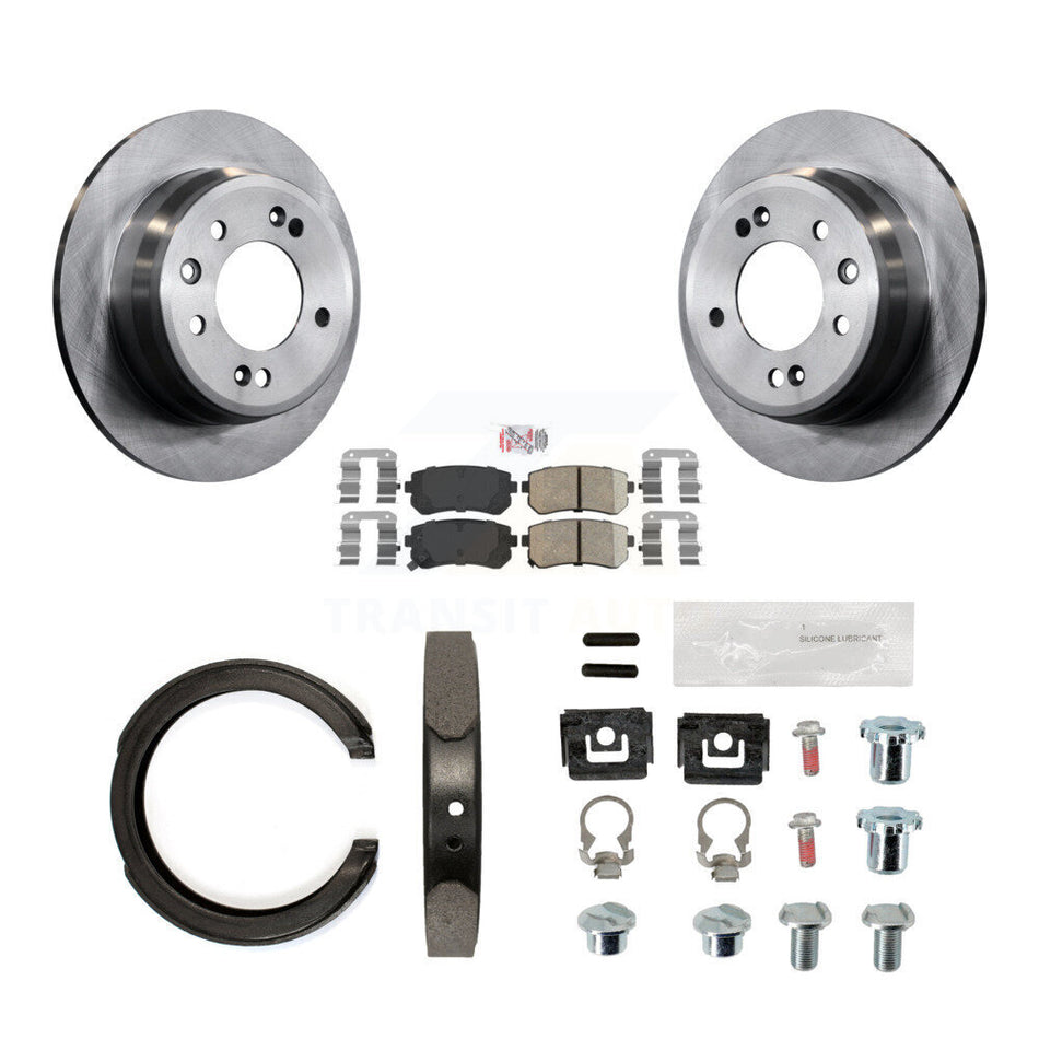 Rear Disc Rotors Ceramic Pads Parking Shoes & Hardware Kit For 2011-2016 Kia Sportage FWD K8A-109029