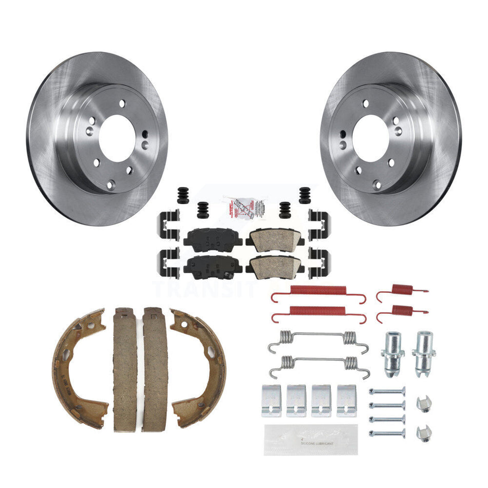 Rear Disc Rotors Ceramic Pads Parking Shoes & Hardware Kit For Hyundai Sonata Kia Optima K8A-109030