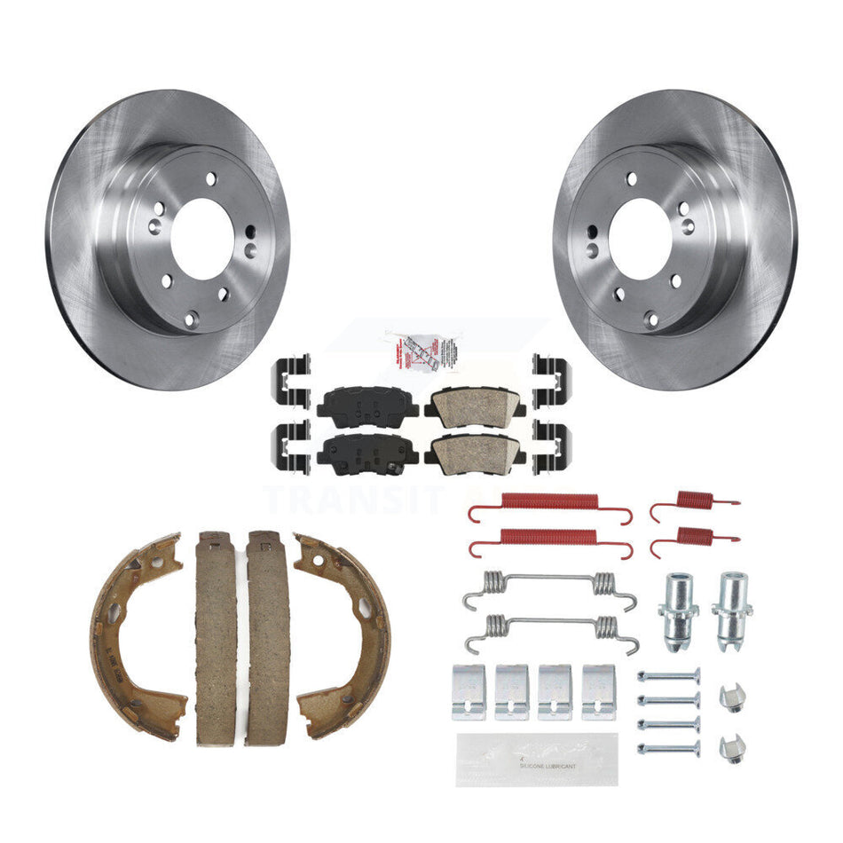 Rear Disc Rotors Ceramic Pads Parking Shoes & Hardware Kit For Hyundai Sonata Kia Optima K8A-109032