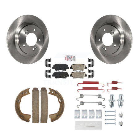 Rear Disc Rotors Ceramic Pads Parking Brake Shoes & Hardware Kit For Hyundai Sonata Azera K8A-109033