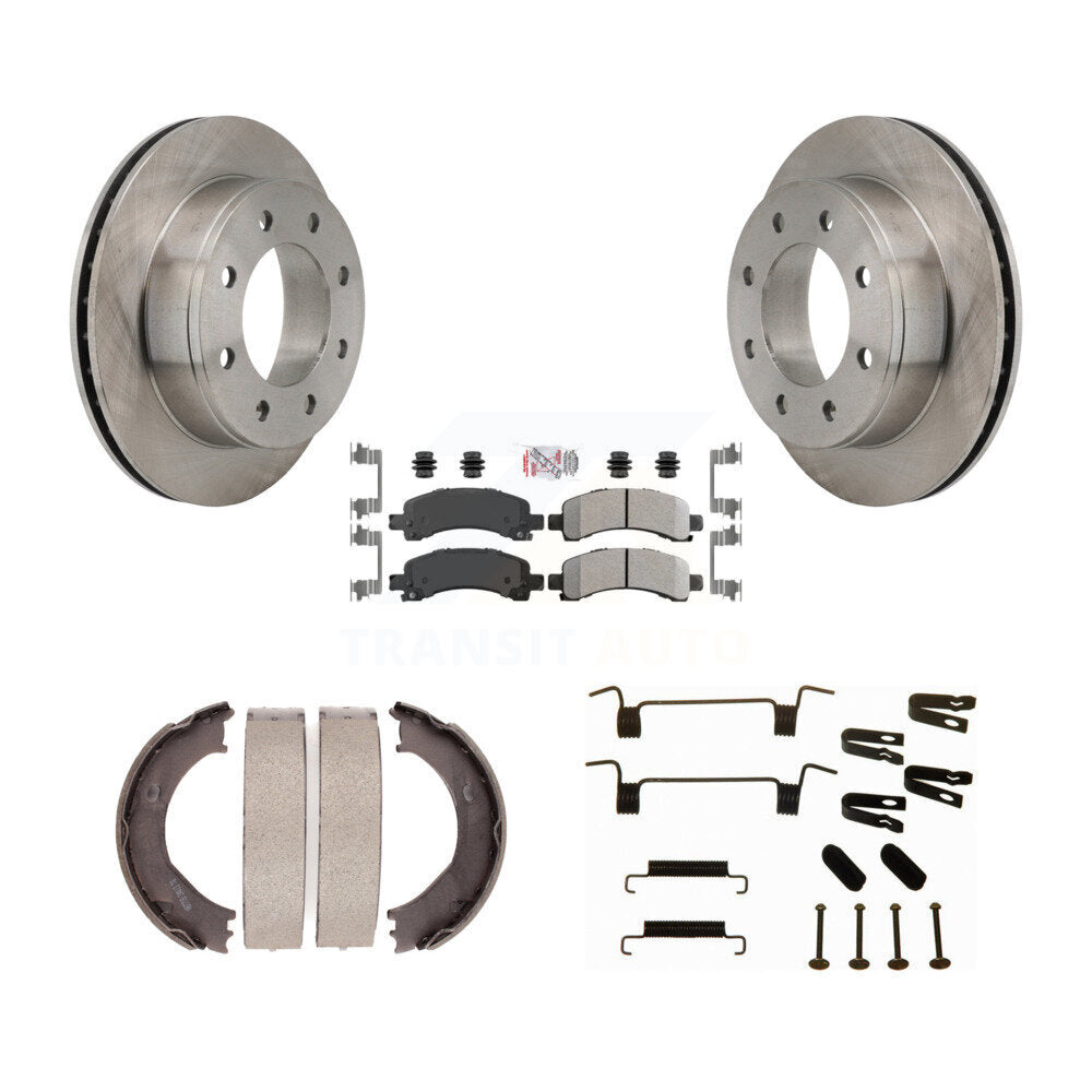 Rear Disc Rotors Semi-Metallic Pads Parking Shoes Hardware Kit For Chevrolet Express 2500 K8A-109038