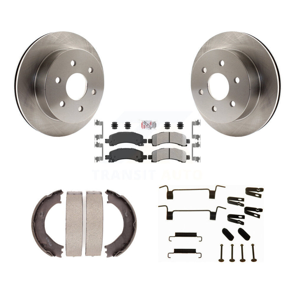 Rear Disc Rotors Semi-Metallic Pads Parking Shoes Hardware Kit For Chevrolet Express 2500 K8A-109039