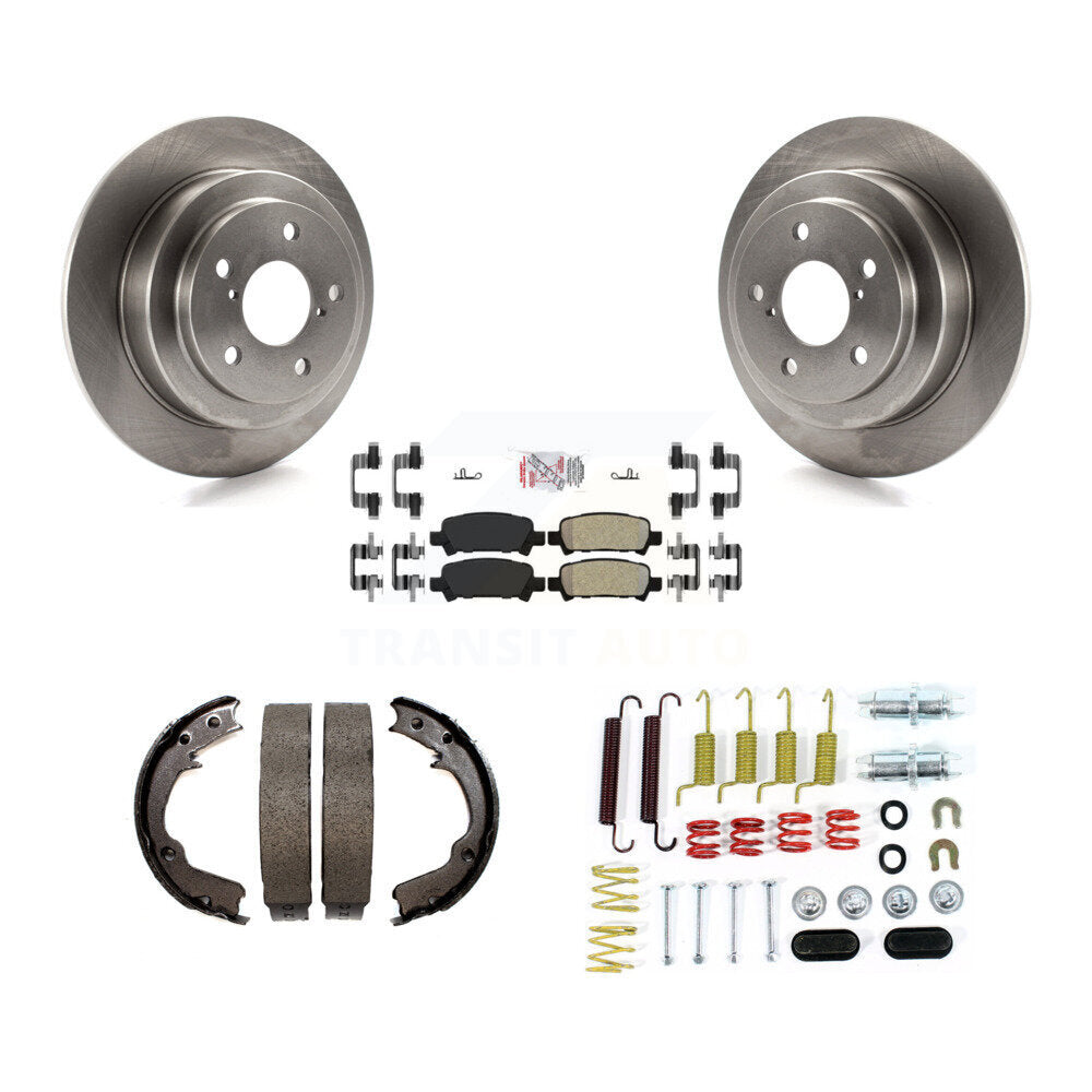 Rear Disc Rotors Semi-Metallic Pads Parking Brake Shoes Hardware Kit For Subaru Forester K8A-109040