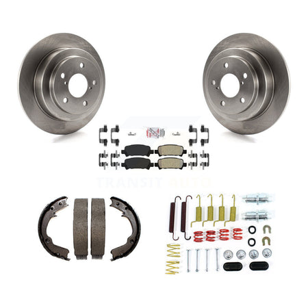Rear Disc Rotors Semi-Metallic Pads Parking Brake Shoes Hardware Kit For Subaru Forester K8A-109040