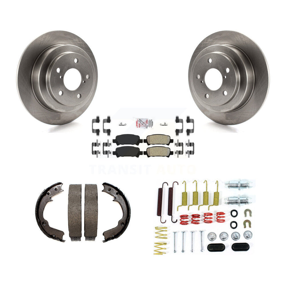 Rear Disc Rotors Semi-Metallic Pads Parking Brake Shoes Hardware Kit For Subaru Forester K8A-109040