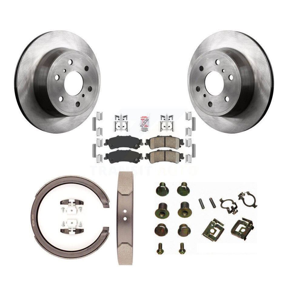 Rear Disc Rotors Ceramic Pads Parking Shoes And Hardware Kit For GMC Sierra 1500 Classic K8A-109042