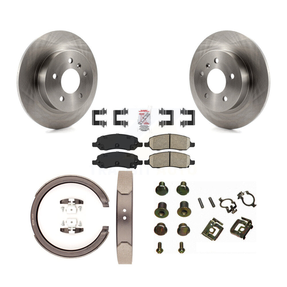 Rear Disc Rotors Ceramic Pads Parking Brake Shoes And Hardware Kit For Cadillac DTS K8A-109045