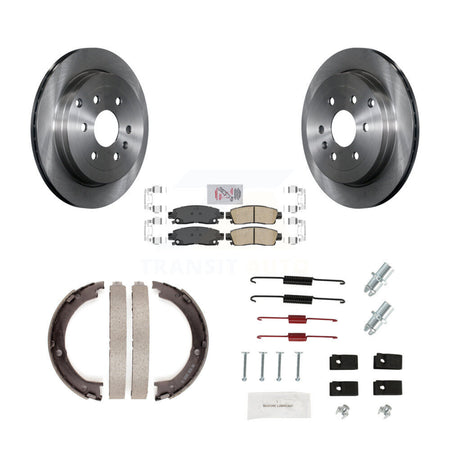 Rear Disc Rotors Ceramic Pads Parking Shoes And Hardware Kit For GMC Acadia Buick Enclave K8A-109050