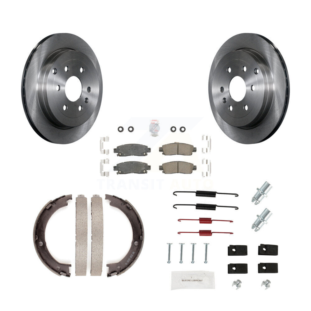 Rear Disc Rotors Ceramic Pads Parking Shoes And Hardware Kit For GMC Acadia Buick Enclave K8A-109051