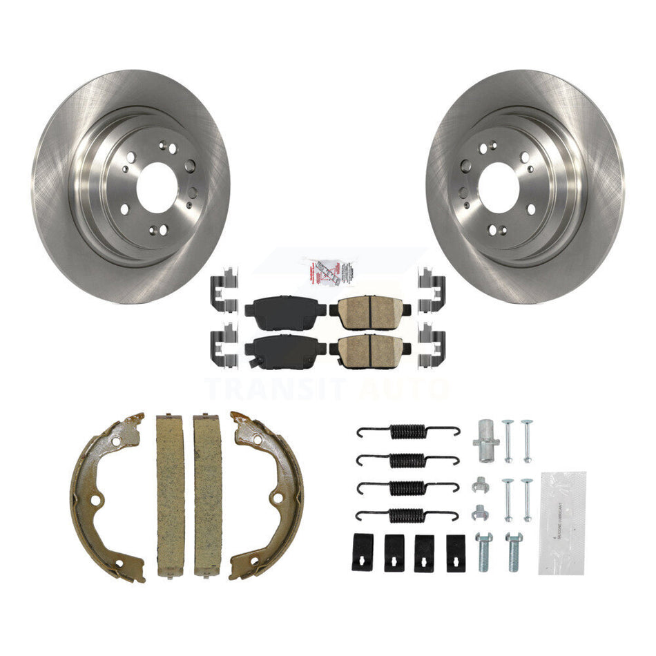 Rear Disc Rotors Ceramic Pads Parking Brake Shoes And Hardware Kit For 2009-2014 Acura TL K8A-109054
