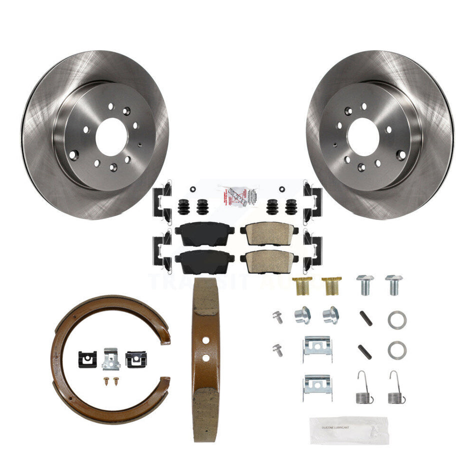 Rear Disc Rotors Ceramic Pads Parking Brake Shoes & Hardware Kit For 2007-2012 Mazda CX-9 K8A-109057