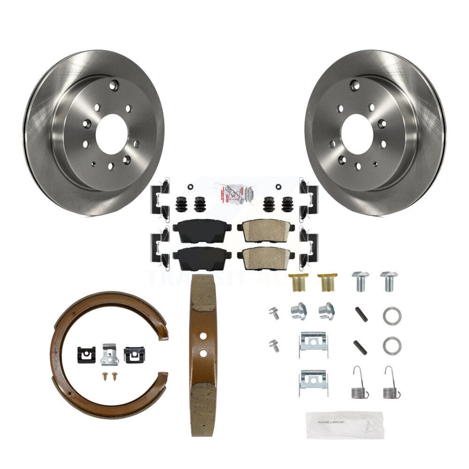 Rear Disc Rotors Ceramic Pads Parking Shoes Hardware Kit For Ford Edge Mazda CX-7 Lincoln K8A-109059