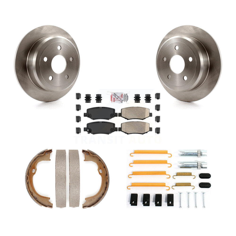 Rear Disc Rotors Ceramic Pads Parking Brake Shoes And Hardware Kit For Jeep Wrangler JK K8A-109065