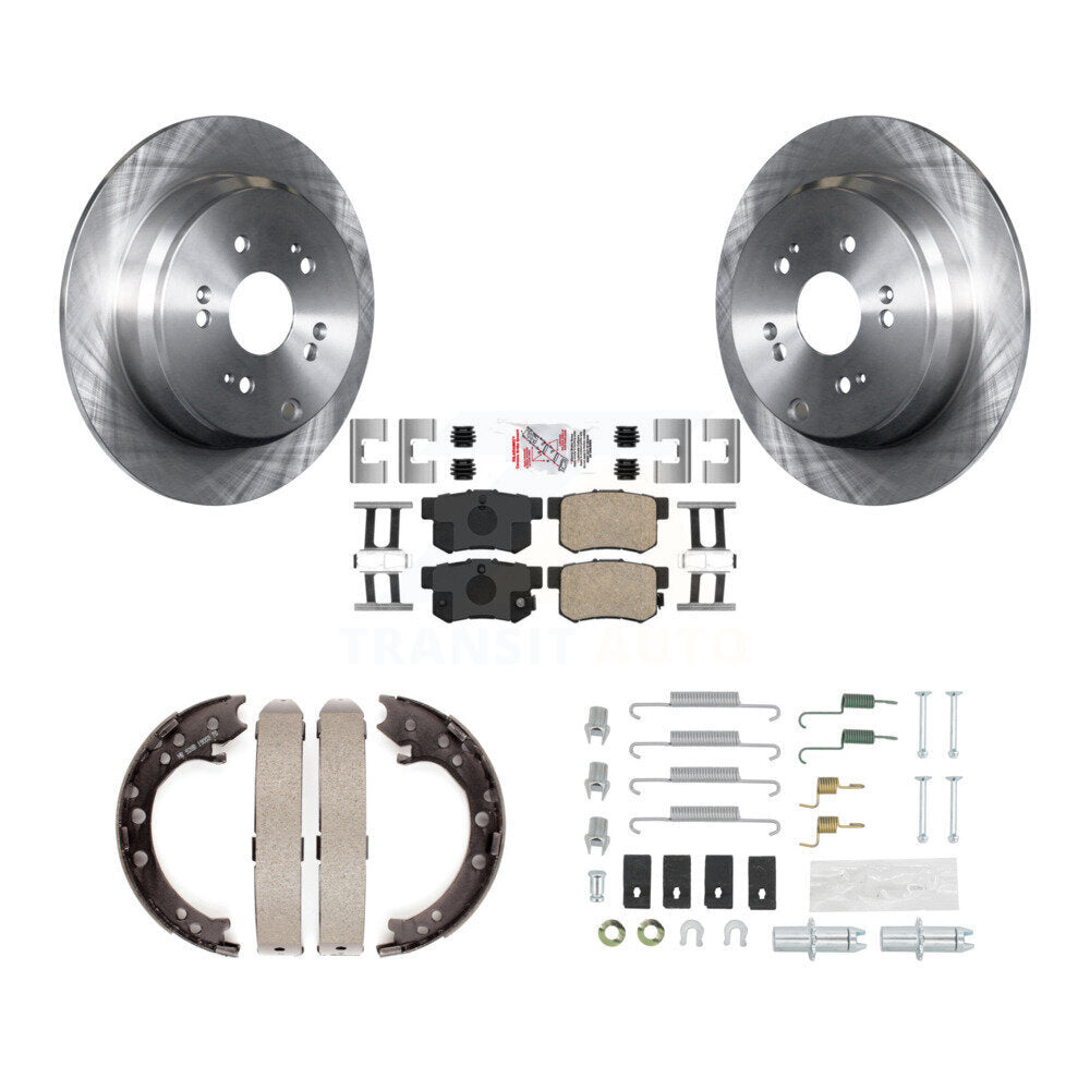Rear Disc Rotors Ceramic Pads Parking Brake Shoes And Hardware Kit For Acura RDX K8A-109070