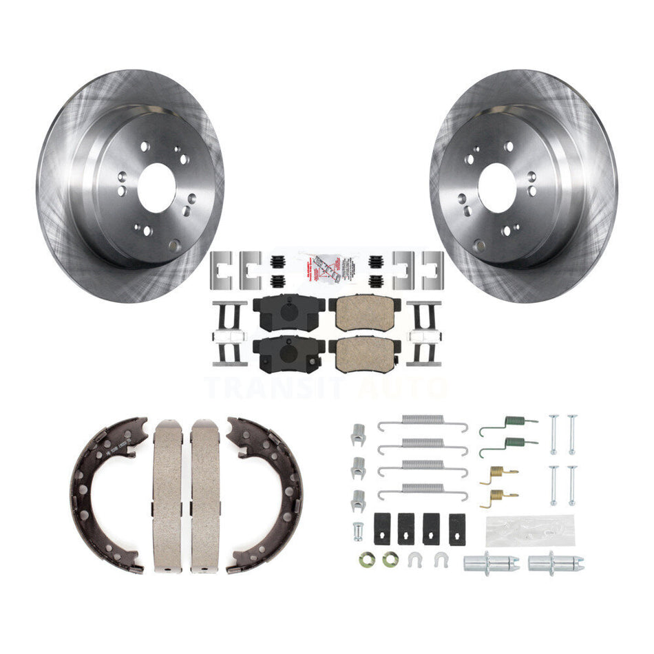 Rear Disc Rotors Ceramic Pads Parking Brake Shoes And Hardware Kit For Acura RDX K8A-109070