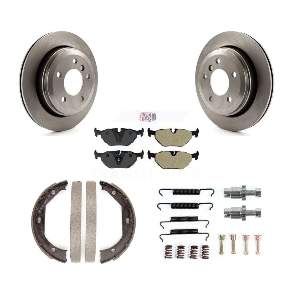 Rear Disc Rotors Semi-Metallic Pads Parking Shoes & Hardware Kit For 2001-2005 BMW 325xi K8A-109072