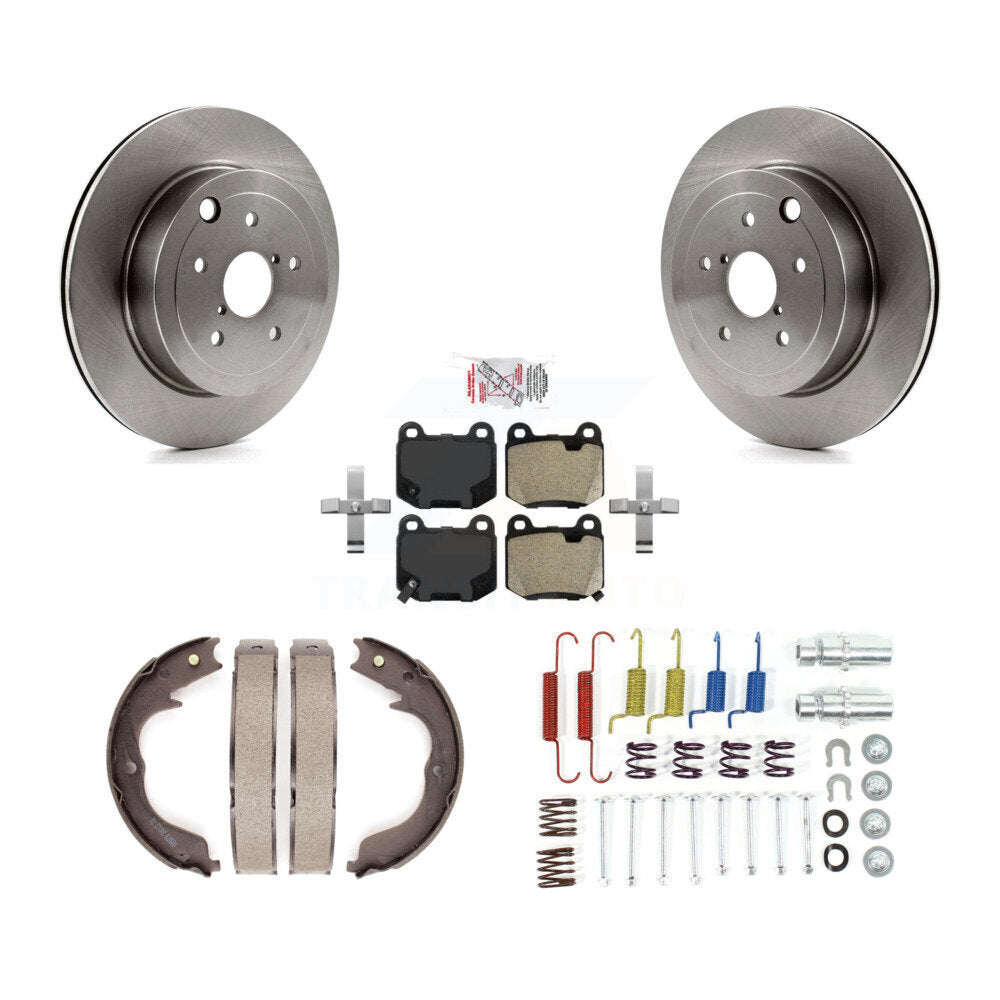 Rear Disc Rotors Semi-Metallic Pads Parking Brake Shoes & Hardware Kit For Subaru Impreza K8A-109077