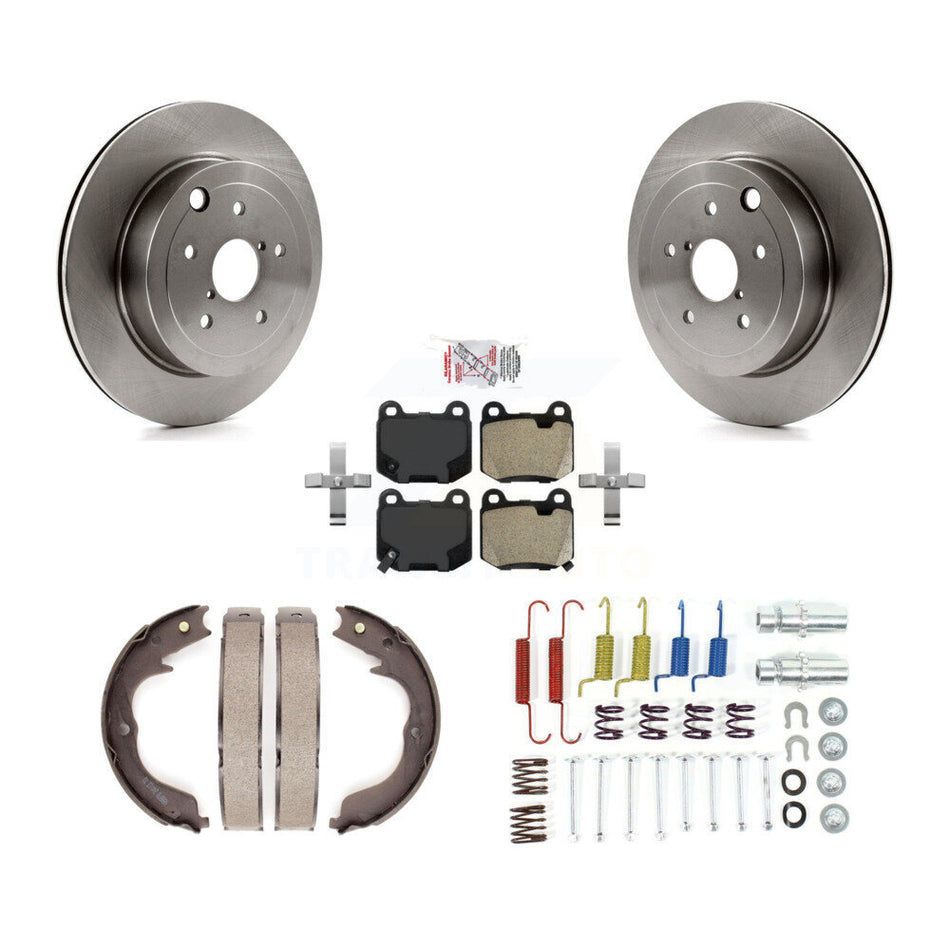 Rear Disc Rotors Semi-Metallic Pads Parking Brake Shoes & Hardware Kit For Subaru Impreza K8A-109077