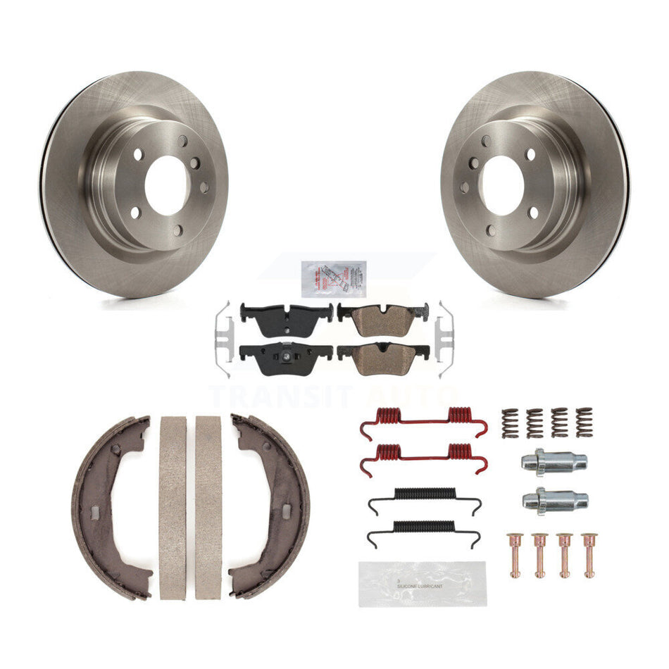 Rear Disc Rotors Semi-Metallic Pads Parking Shoes & Hardware Kit For BMW 230i xDrive 228i K8A-109082