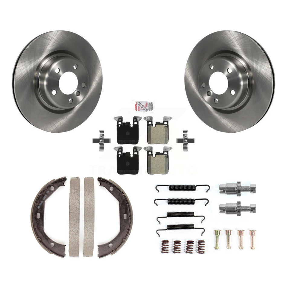 Rear Disc Rotors Semi-Metallic Pads Parking Shoes & Hardware Kit For BMW 428i Convertible K8A-109084