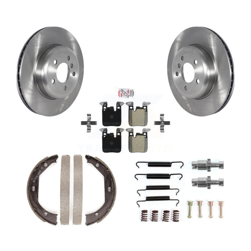 Rear Disc Rotors Semi-Metallic Pads Parking Shoes Hardware Kit For BMW 328i xDrive 330i 3 K8A-109089