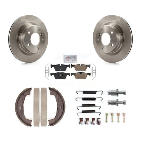 Rear Disc Rotors Semi-Metallic Pads Parking Brake Shoes And Hardware Kit For BMW 328i K8A-109094