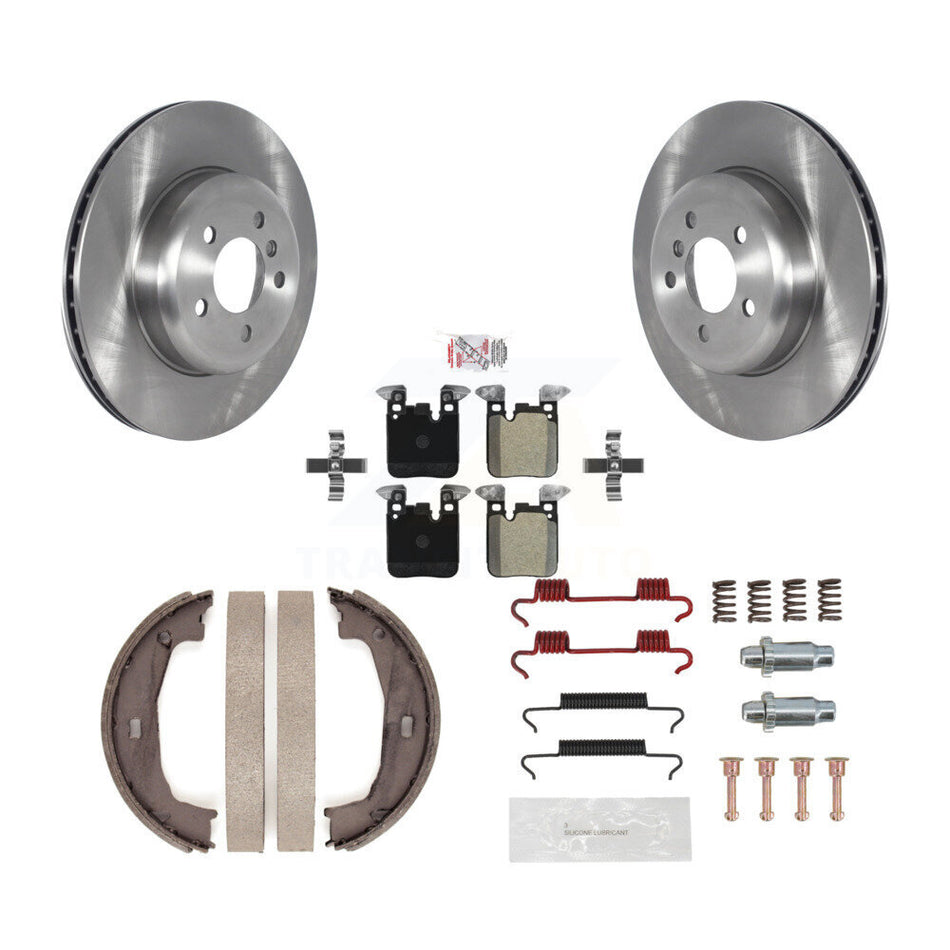 Rear Disc Rotors Semi-Metallic Pads Parking Shoes & Hardware Kit For BMW 428i xDrive 328i K8A-109096