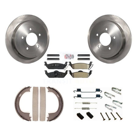 Rear Disc Rotors Semi-Metallic Pads Parking Brake Shoes And Hardware Kit For Ford F-150 K8A-109103
