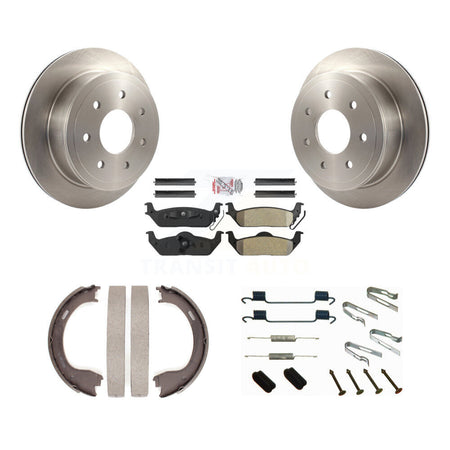 Rear Disc Rotors Semi-Metallic Pads Parking Brake Shoes And Hardware Kit For Ford F-150 K8A-109110