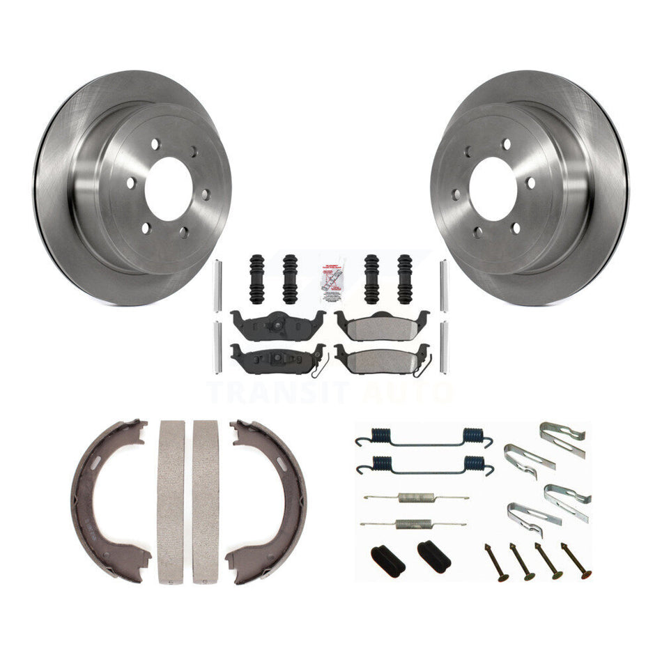 Rear Disc Rotors Semi-Metallic Pads Parking Brake Shoes And Hardware Kit For Ford F-150 K8A-109111