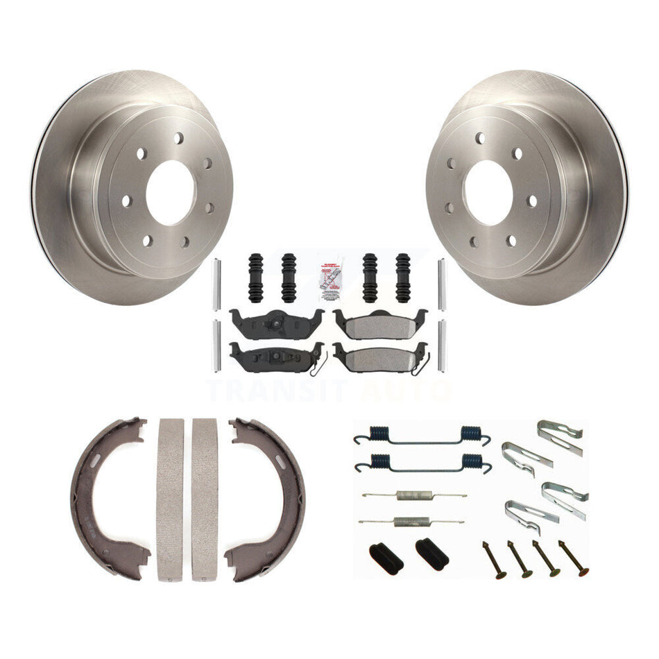 Rear Disc Rotors Semi-Metallic Pads Parking Brake Shoes And Hardware Kit For Ford F-150 K8A-109112