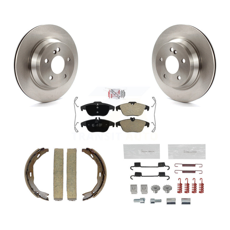 Rear Disc Rotors Semi-Metallic Pads Parking Shoes And Hardware Kit For Mercedes-Benz E350 K8A-109118