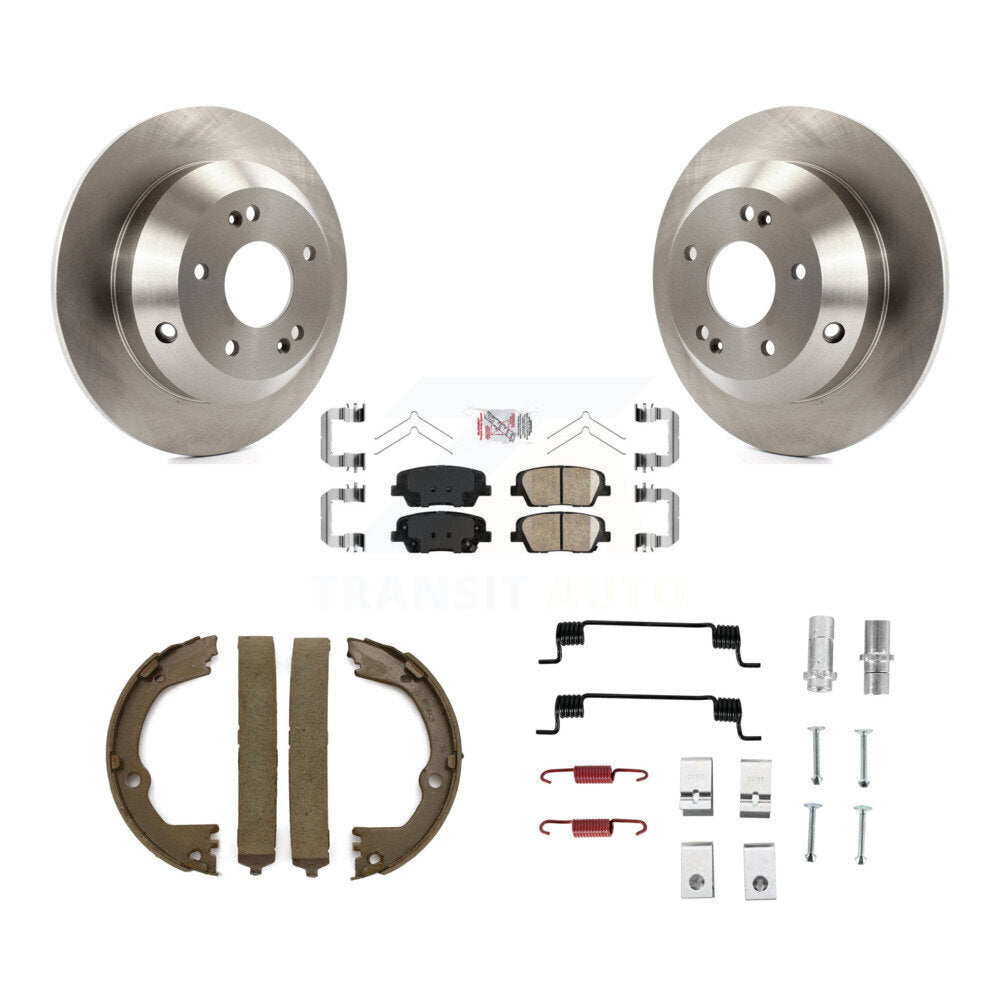 Rear Disc Rotors Ceramic Pads Parking Shoes & Hardware Kit For Hyundai Santa Fe Sport Kia K8A-109124