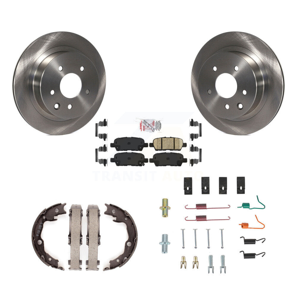 Rear Disc Rotors Ceramic Pads Parking Brake Shoes Hardware Kit For Nissan Rogue LEAF Juke K8A-109140
