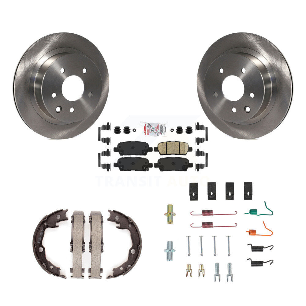 Rear Disc Rotors Ceramic Pads Parking Brake Shoes Hardware Kit For Nissan Rogue LEAF Juke K8A-109141